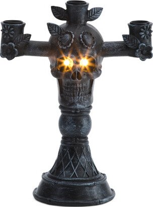 TJMAXX 11In Skull Decorated Led Taper Candle Holder