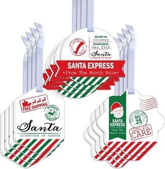 Big Dot of Happiness Santa's Special Delivery - Assorted Hanging From Santa Claus Christmas Favor Tags - Gift Tag Toppers - 12 Ct