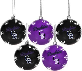 Foco Colorado Rockies 5-Pack Set of Shatterproof Ball Ornaments - Black, Purple