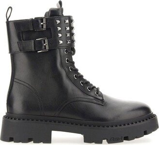 Gun Stud Round-Toe Combat Boots