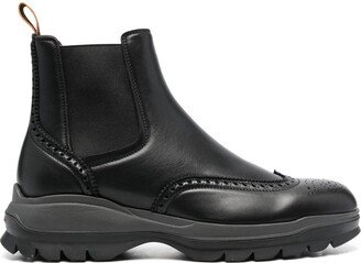 leather brogue Chelsea boots