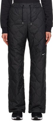 Black Quilted Track Pants