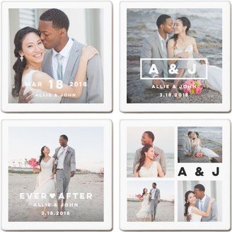 Coasters: Ever After Set Ceramic Coasters, Set Of 4, White