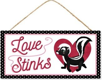 Skunk Love Stinks Valentine's Wreath Door Sign Black Pink White - 12.5 Inches X 6 Ap7170, Centerpiece