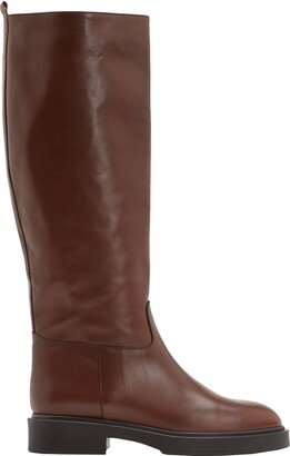 Leather Almond-toe High Boot Knee Boots Brown