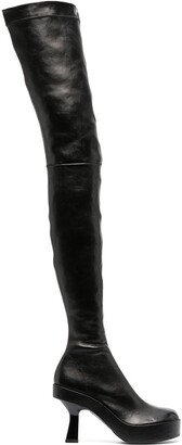 Round-Toe Thigh-Length Boots