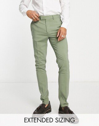 skinny suit trousers in olive green