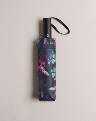 Floral Print Umbrella in Black