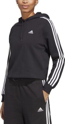 Women's Active Essentials 3-Stripe Cropped Hoodie - Black/white