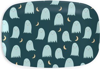 Serving Platters: Cute Halloween Ghosts Serving Platter, Green