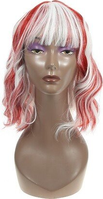 Unique Bargains Curly Wig Wigs for Women 16 Blue Purple with Wig Cap