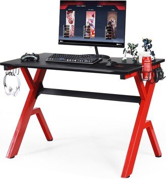 Gaming Desk Computer Desk w/Controller Headphone storage Mouse Pad & Cup Holder