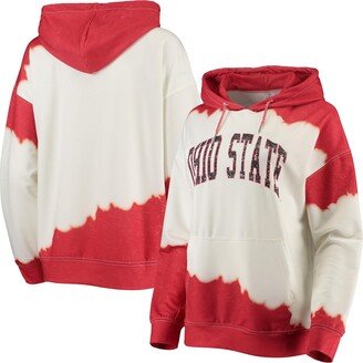 Women's Gameday Couture White, Scarlet Ohio State Buckeyes For the Fun Double Dip-Dyed Pullover Hoodie - White, Scarlet