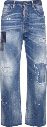 LA distressed washed straight jeans