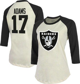 Women's Threads Davante Adams Cream, Black Las Vegas Raiders Player Name & Number Raglan 3/4-Sleeve T-shirt - Cream, Black