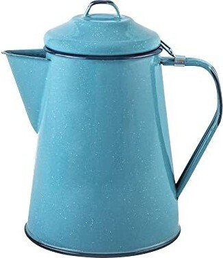 Cinsa Enamelware Coffee and Tea Pot (Turquoise Color) - 8 Cups , Hot Water for Coffee and Tea - Light and Resistant