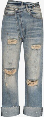 Blue Crossover Distressed-Effect Jeans