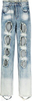 Cut-out Detail Denim Jeans-AA