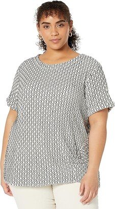 Plus Size Moving Lines Top (Black Multi) Women's Clothing