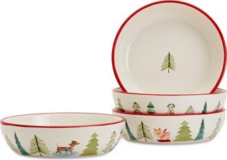 Furry Christmas Dog Dinner Bowls, Set of 4