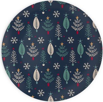 Plates: Nordic Christmas Trees - Blue Plates, 10X10, Blue