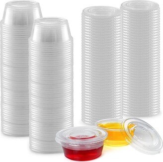 50 Pack Clear Jello Shot Cups with Lids - Disposable Condiment Cups