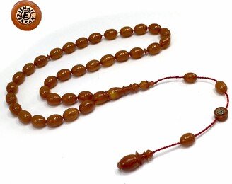 Bakelite Tesbih, Tasbih, Rosary, Prayer Beads, Worry Beads | Honey Color mm 33 Beads Signed By Famous Craftsman Ismail Cikkan