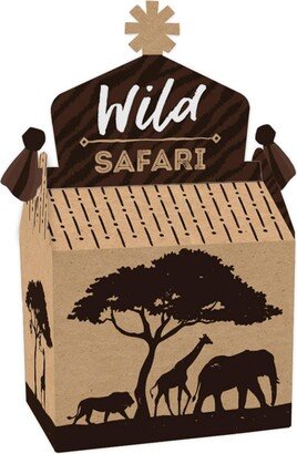 Big Dot of Happiness Wild Safari - Treat Box Party Favors - African Jungle Adventure Birthday Party or Baby Shower Goodie Gable Boxes - Set of 12 - Br