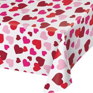 Creative Converting 3ct Valentine All Over Hearts Plastic Tablecloths Red/Pink