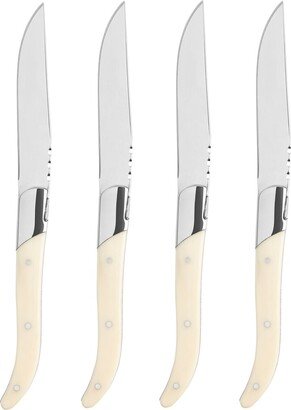 Laguiole Steak Knives With Faux Ivory Handles (Set Of 4)-AA