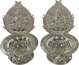 925 Sterling Silver Hallmarked Handcrafted 2.75 Inch Lakshmi/Kamakshi Deepak | Diya Pair