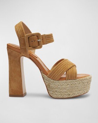 Blisse Suede Ankle-Strap Platform Espadrilles