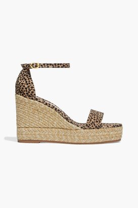 Floria cheetah-print suede espadrille wedge sandals