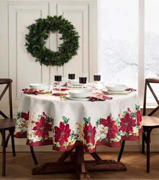 Poinsettia Garlands Engineered Tablecloth, 60