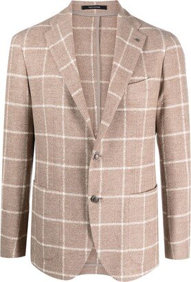 Single-Breasted Grid-Pattern Blazer