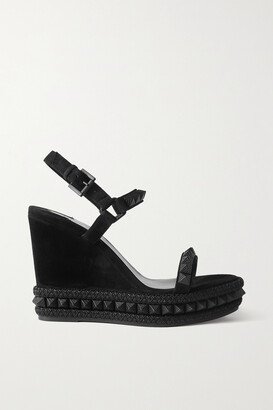 Pyraclou 110 Studded Velvet And Leather Wedge Sandals - Black