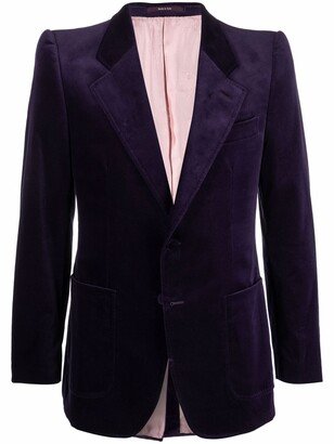 Single-Breasted Velvet Blazer-AG