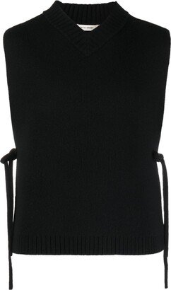 Black Side-Tie Wool Vest