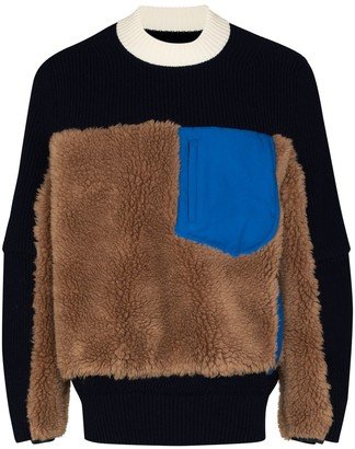 Faux-Shearling Panelled Jumper