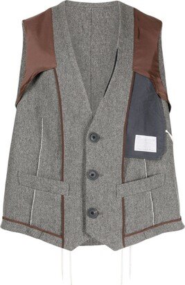 Patchwork-Design Wool Vest-AA