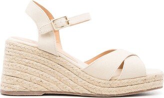 80mm Crossover-Straps Wedge Sandals