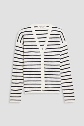 Striped ribbed cashmere cardigan