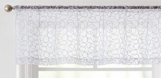 Audrey Embroidered Sheer Voile Window Curtain Rod Pocket Valance for Kitchen, Bedroom, Small Windows and Bathroom