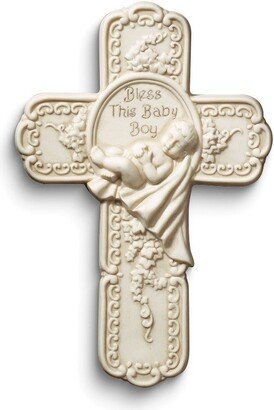 Curata Bless This Baby Boy Resin Wall Cross with Certificate - 7x9