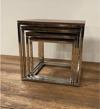 Set of 4 Modern Rustic Nesting Accent Tables - 21.75 W x 23 D x 22.5 H