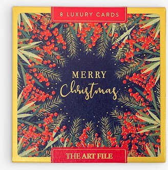 Selfridges Edit Red Berries Merry Christmas Christmas Card Pack of Eight