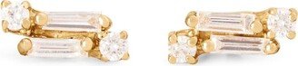 Yellow Gold And Diamond Fireworks Stud Earrings
