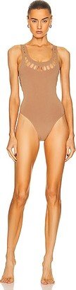 Laser One Piece Swimsuit in Tan