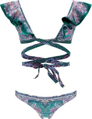 Paisley Printed Ruffled Swimsuit