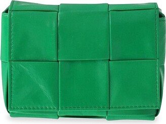 Candy Cassette Mini Intrecciato Crossbody Bag In Green Leather